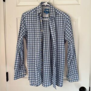 Egara blue and white plaid shirt